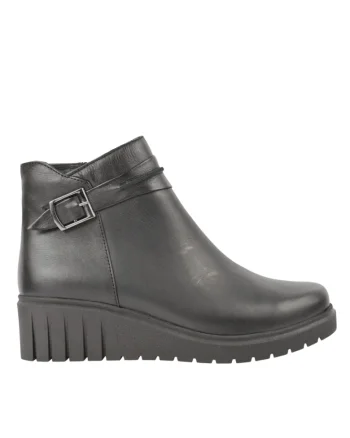 Ghete casual, dama,  D70-19016 negru, piele naturala, Negru