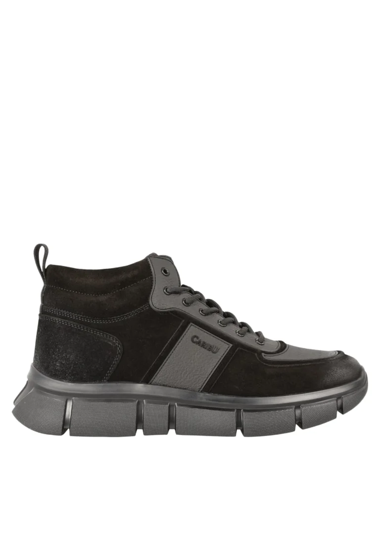 Ghete sport, barbati,  KD7-860-1B negru, piele intoarsa, Negru