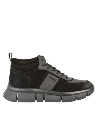 Ghete sport, barbati,  KD7-860-1B negru, piele intoarsa, Negru