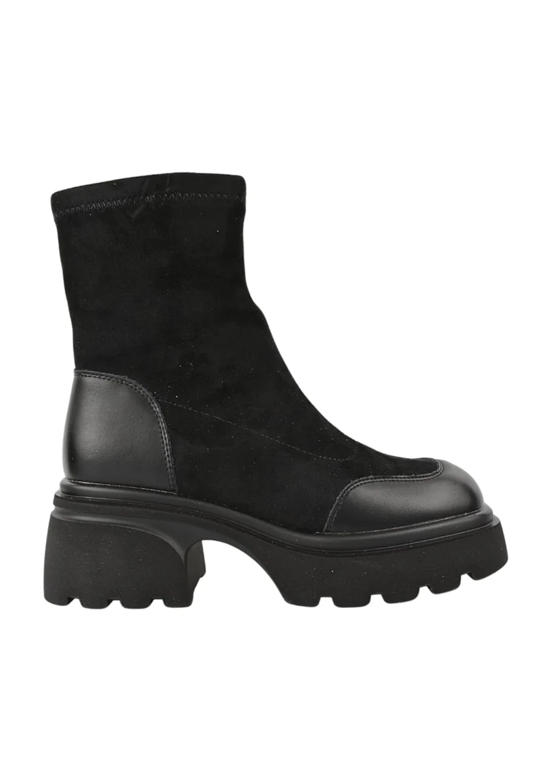 Ghete casual, dama,  7890-1, negru, piele intoarsazexrctfv, Negru