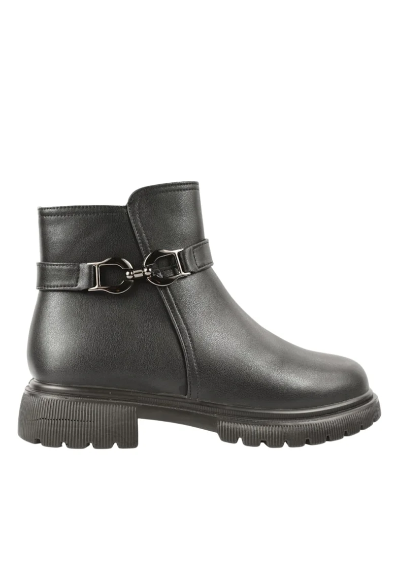 Ghete elegante, dama,  J850005A negru, piele naturala, Negru