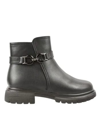 Ghete elegante, dama,  J850005A negru, piele naturala, Negru