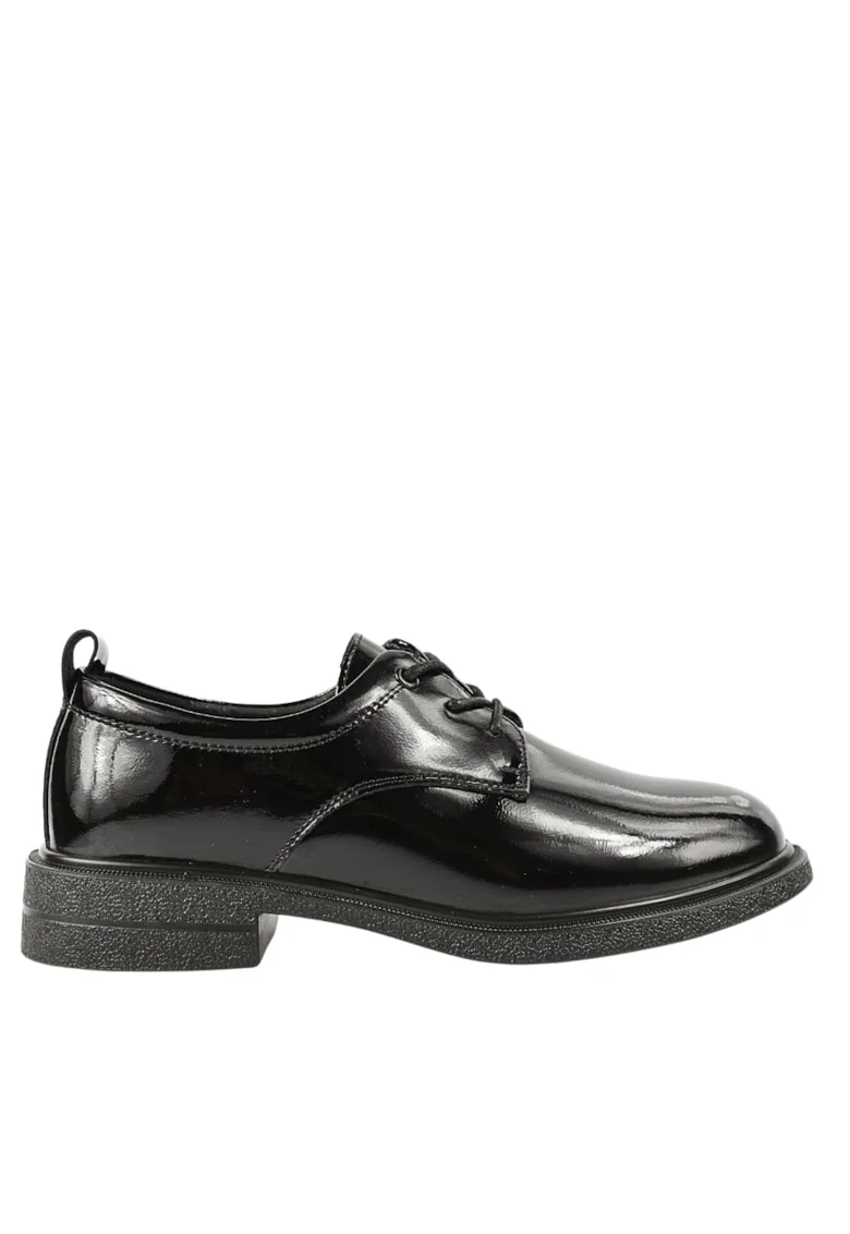 Pantofi casual, dama,  30028L negru, piele lacuita, Negru