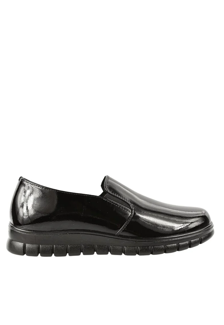 Pantofi casual, dama,  220277LTP negru, piele lacuita, Negru