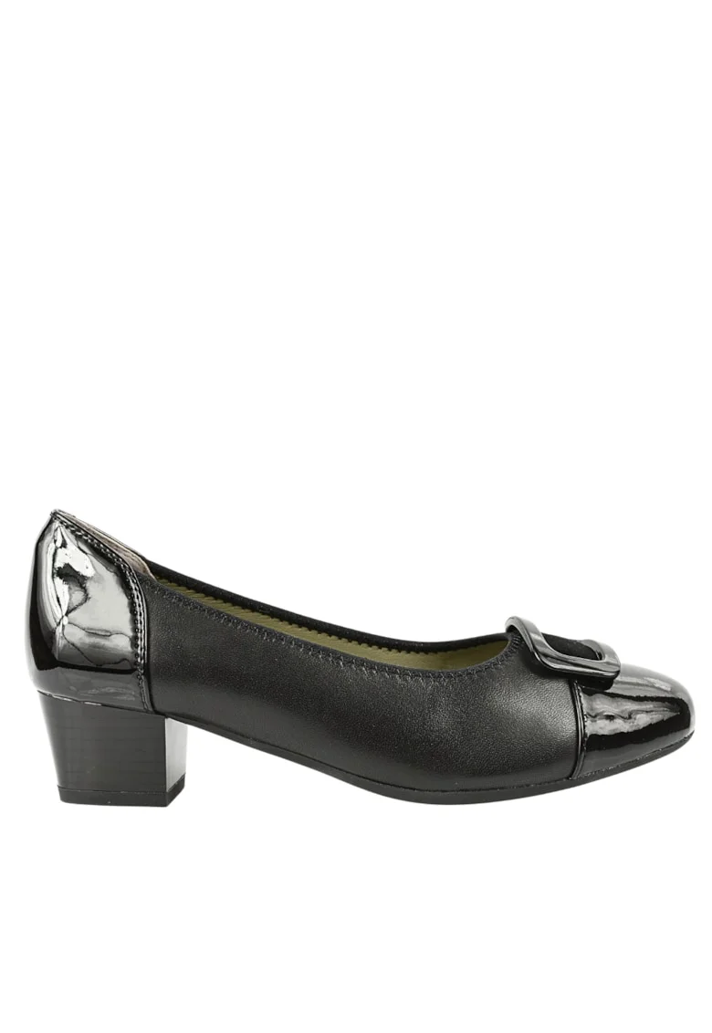 Pantofi eleganti, dama,  JI50049A negru, piele naturala, cu toc, Negru