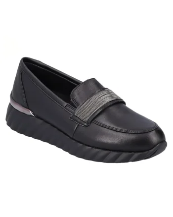 Pantofi casual, dama,  SOFT, D5910-01 negru, piele naturala, Negru