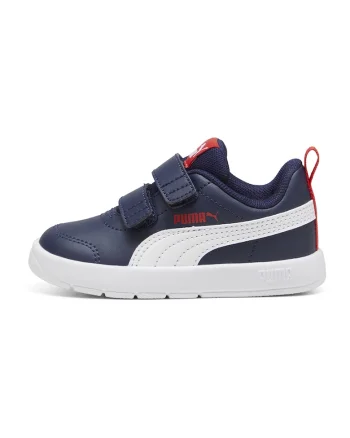 Pantofi sport Courtflex din piele ecologica cu velcro, Rosu/Albastru inchis/Alb optic