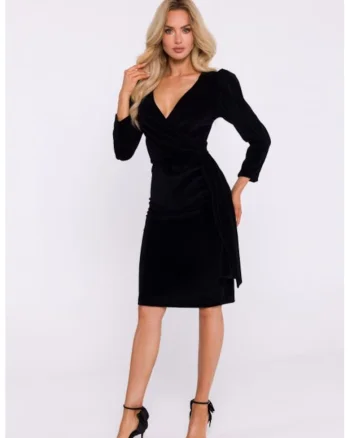 Rochie de seara din velur cu panglica,, Negru