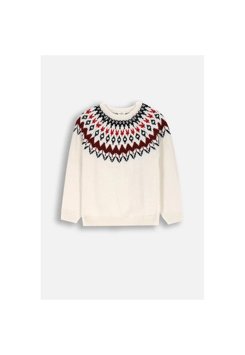 Pulover tricotat cu motive geometrice Fair Isle,
