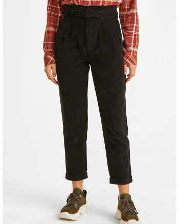 Pantaloni conici cu talie inalta, Negru