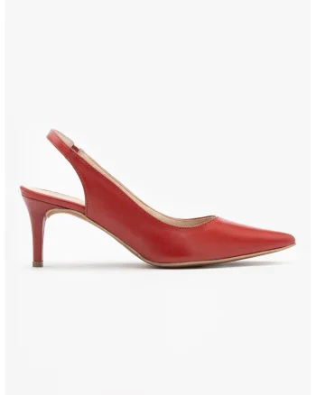 Pantofi slingback cu varf ascutit, Rosu