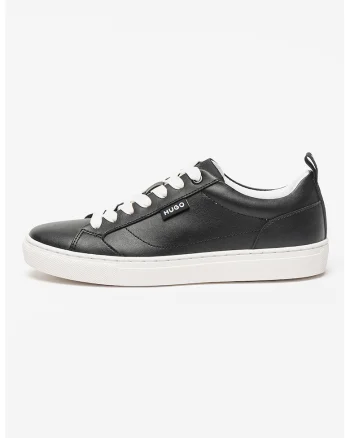 Pantofi sport de piele ecologica cu logo discret, Negru