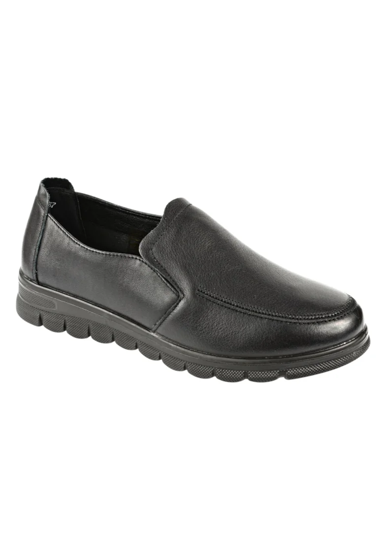 Pantofi casual, femei,  21073-01 negru, piele naturala, Negru