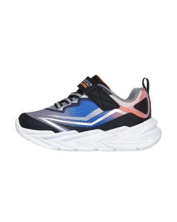 Pantofi sport de piele ecologica cu model grafic, Negru/Portocaliu/Albastru