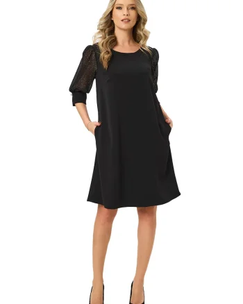 Rochie scurta cu buzunare laterale, Negru