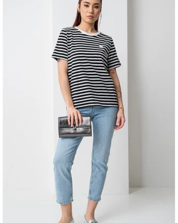 Tricou lejer in dungi, Alb/Negru