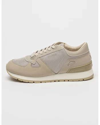 Pantofi sport din piele ecologica cu sireturi, Maro taupe deschis