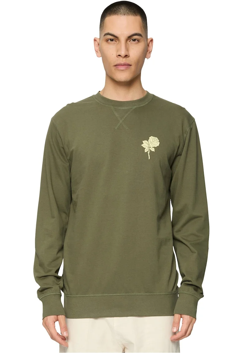 Bluza de trening din amestec de bumbac cu decolteu la baza gatului, Verde masliniu