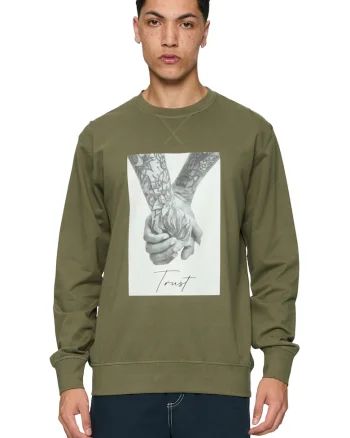 Bluza de trening unisex cu imprimeu foto, Verde masliniu