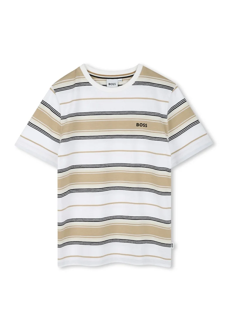 Tricou din bumbac cu model in dungi, Alb/Bej deschis