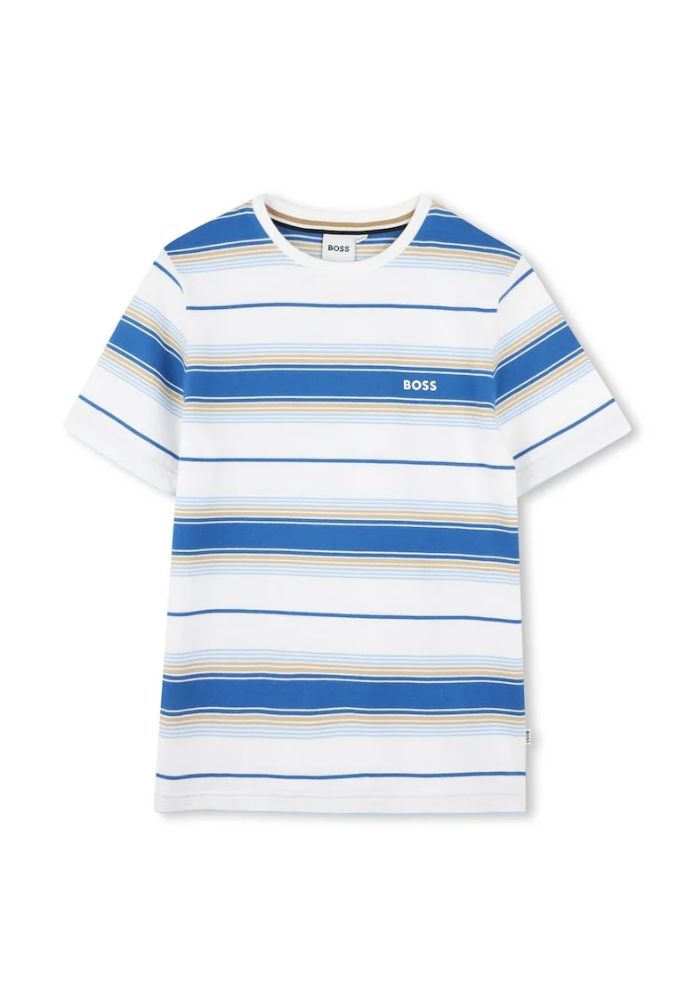 Tricou din bumbac cu model in dungi, Alb/Albastru royal