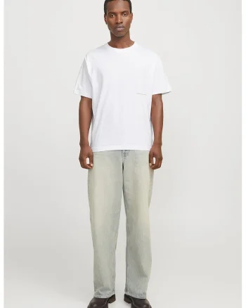 Tricou lejer de bumbac, Alb optic/Verde fistic