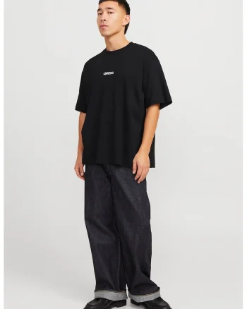 Tricou lejer de bumbac, Alb/Negru