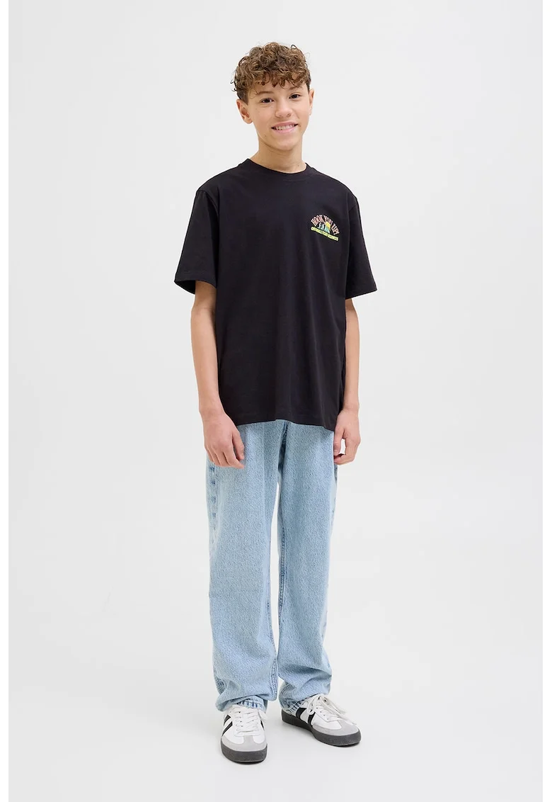 Tricou cu imprimeu pe spate, Negru/Portocaliu