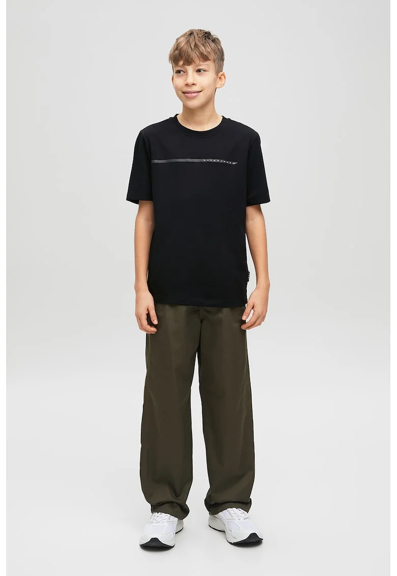 Tricou cu decolteu la baza gatului si logo discret, Negru