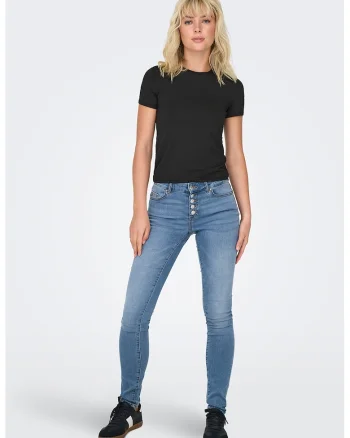 Tricou uni cu decolteu la baza gatului, Negru