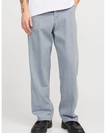 Blugi baggy cu talie joasa, Albastru deschis