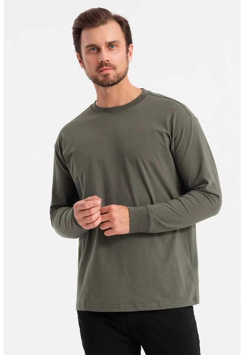 Bluza lejera cu decolteu la baza gatului, Kaki