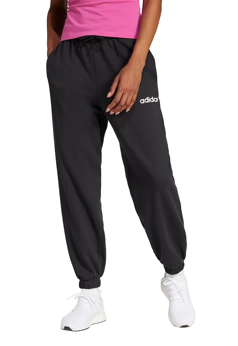 Pantaloni de trening cu croiala relaxed-fit cu buzunare, Negru stins/Alb optic