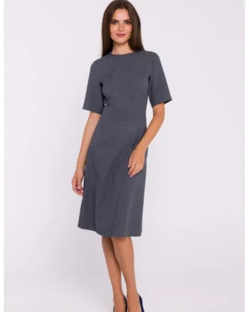 Rochie trapez cu pliuri, Gri
