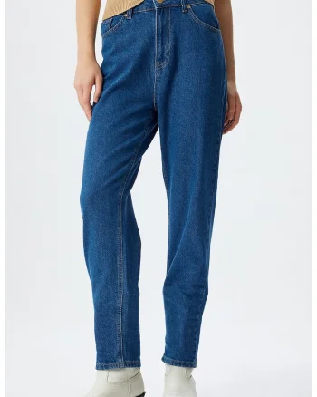 Blugi relaxed-fit cu talie inalta, Albastru inchis