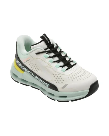 Pantofi sport SKECHERS albi, GLIDE-STEP +, din material textil