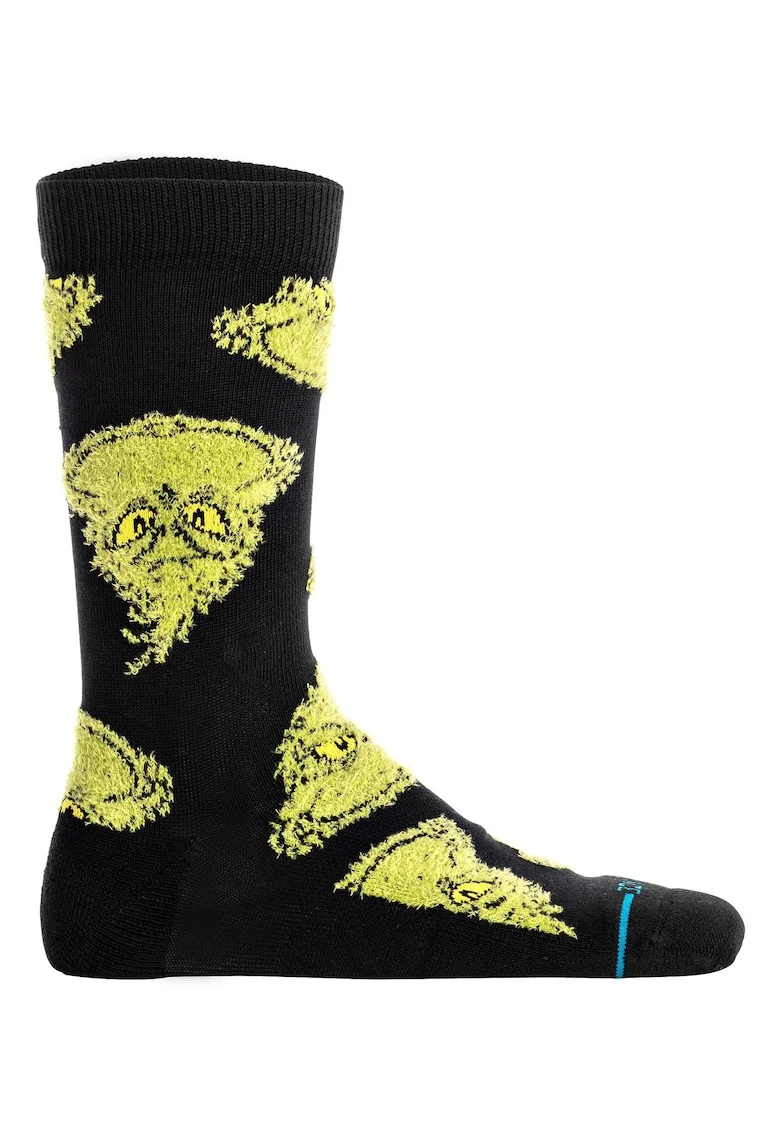 Sosete unisex din amestec de bumbac cu imprimeu, Verde/Negru