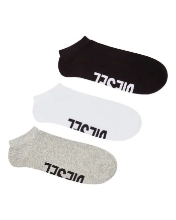 Set de sosete scurte unisex cu logo - 3 perechi, Alb/Negru/Gri