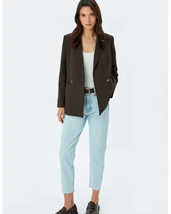 Blugi crop cu talie inalta, Albastru deschis
