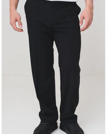 Pantaloni eleganti din amestec de lana cu buzunare laterale, Negru stins