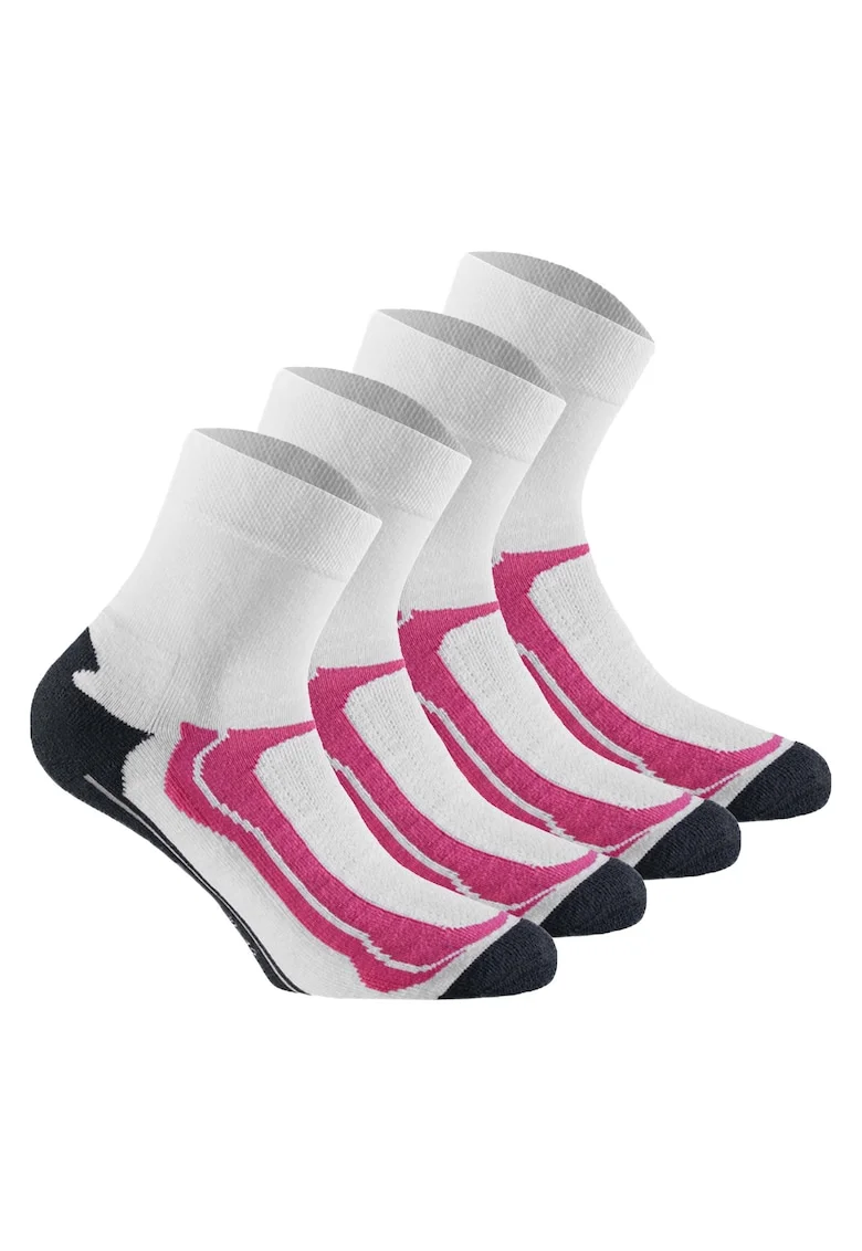 Set de sosete scurte unisex din amestec de bumbac pentru trekking - 4 perechi, Alb/Roz