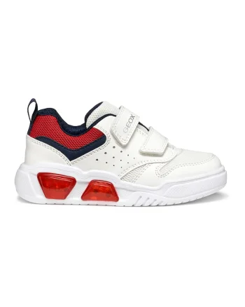 Pantofi sport cu velcro si segmente de material sintetic, Alb/Coral/Bleumarin