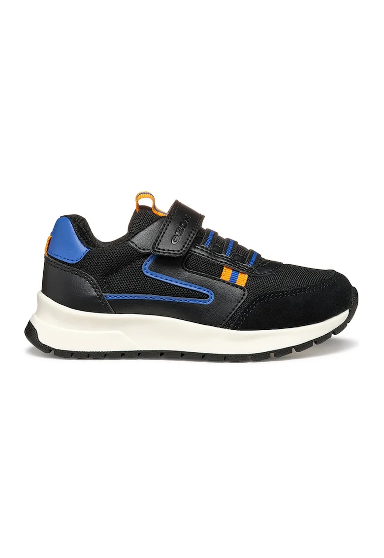 Pantofi sport cu detalii de piele intoarsa, Negru/Albastru inchis/Galben sofran