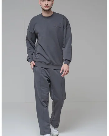 Bluza de trening cu maneci cazute, Gri inchis