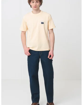 Tricou cu decolteu la baza gatului, din bumbac, Galben deschis