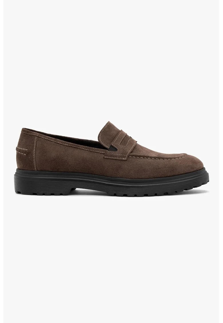 RYLKO, Pantofi loafer din piele intoarsa cu varf ascutit, Maro