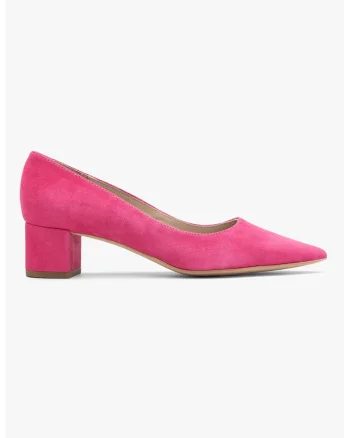 Pantofi de piele cu toc masiv, Fucsia