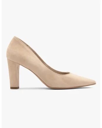 Pantofi de piele cu toc masiv Phoebe, Bej deschis