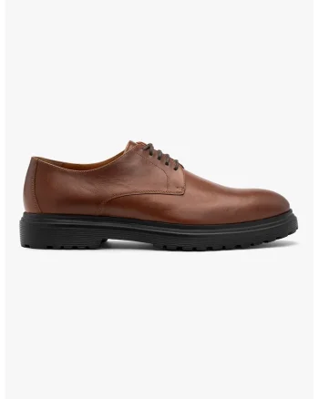 RYLKO, Pantofi din piele cu sireturi, Caramel