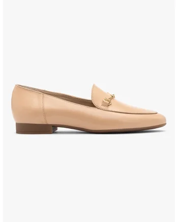 Pantofi loafer de piele cu detalii metalice, Bej